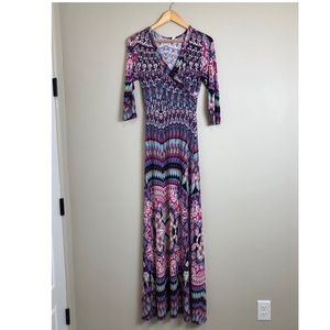 Magenta Abstract Maxi Dress - Maternity